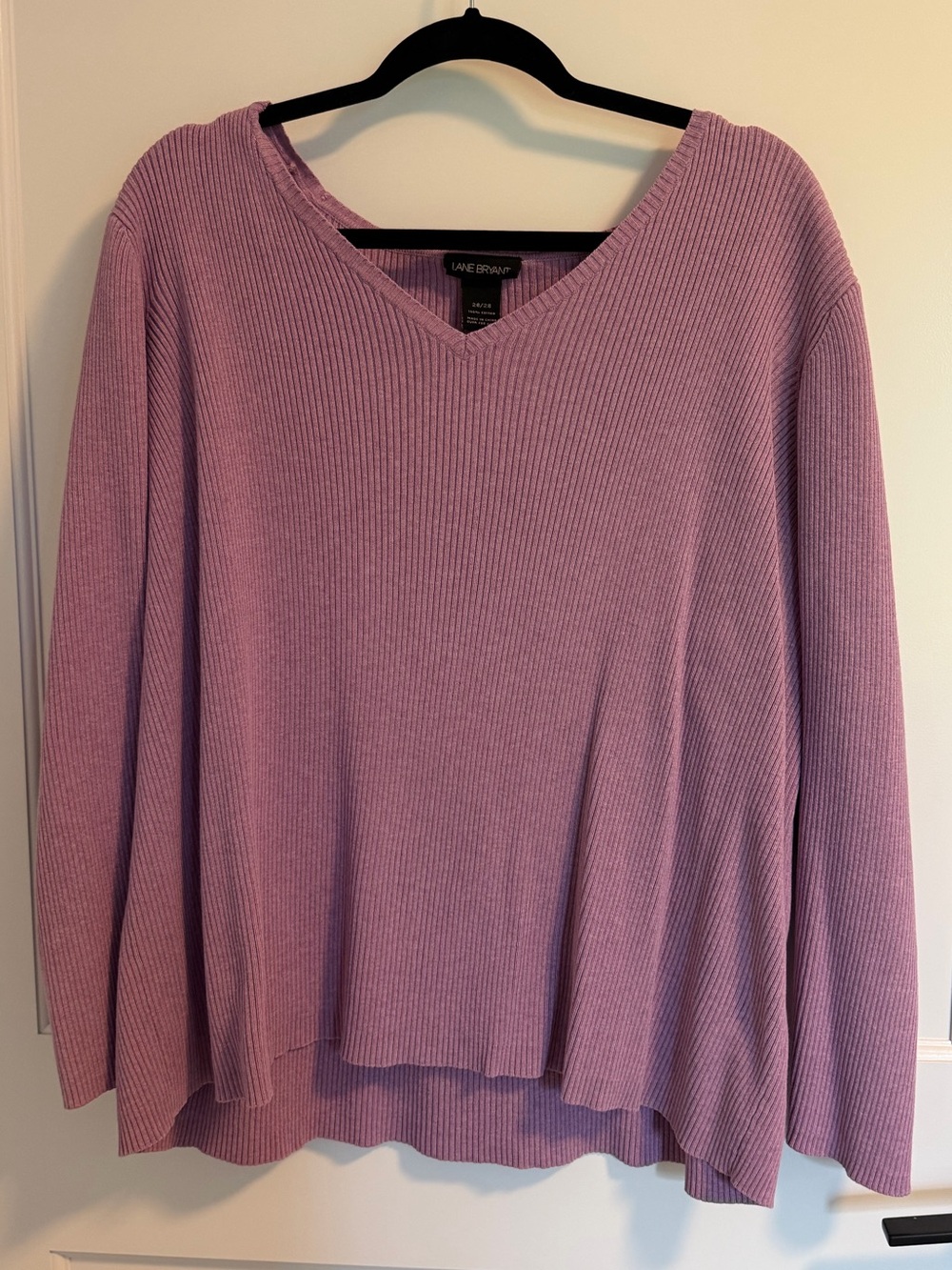 Lane Bryant Lilac Ribbed V‑Neck Sweater, 26/28 (3X)